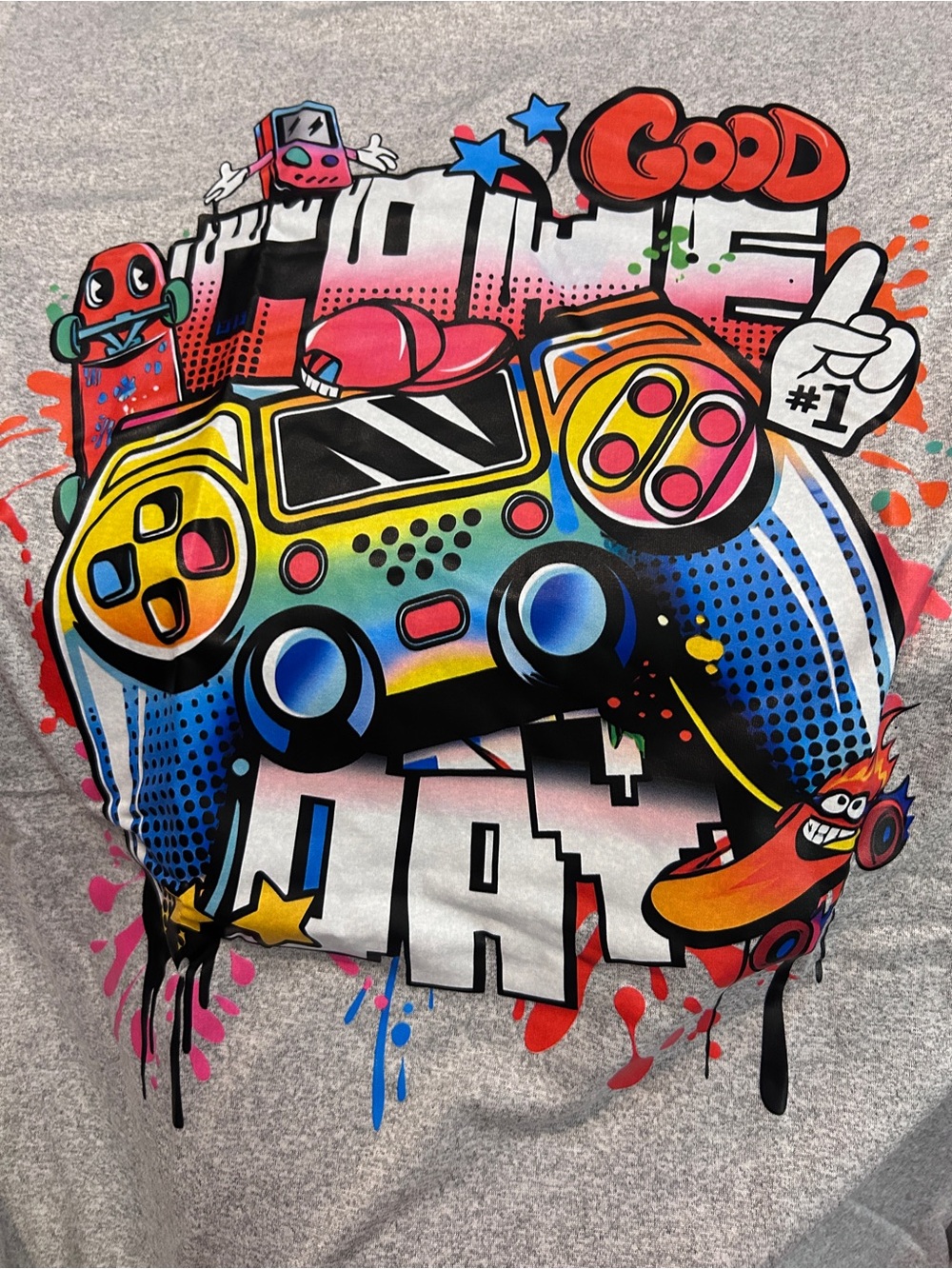 Good Game Kids Graphic Tee - Gray with Colorful Controller